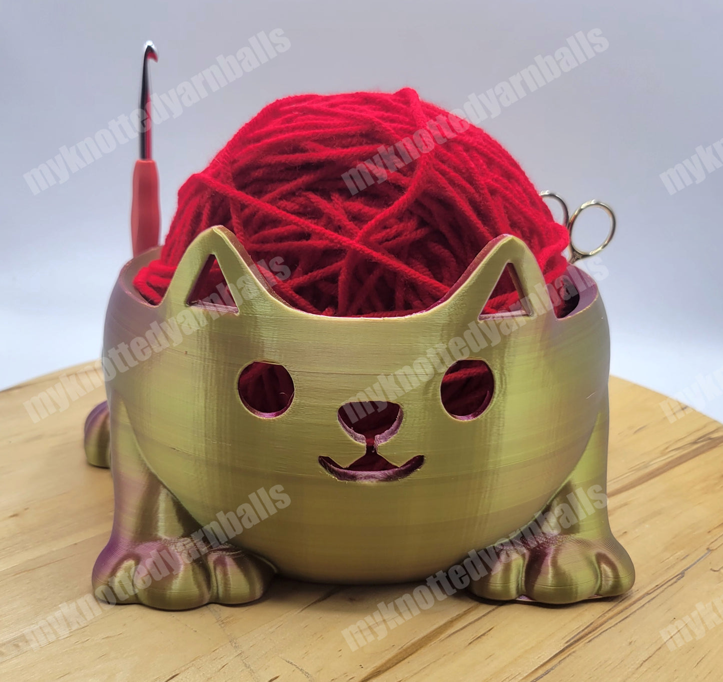 Large Cat Yarn Bowl - Yarn Storage and Accessory Holder - High Quality Knitting or Crochet Bowl - Cute Kitty Cat