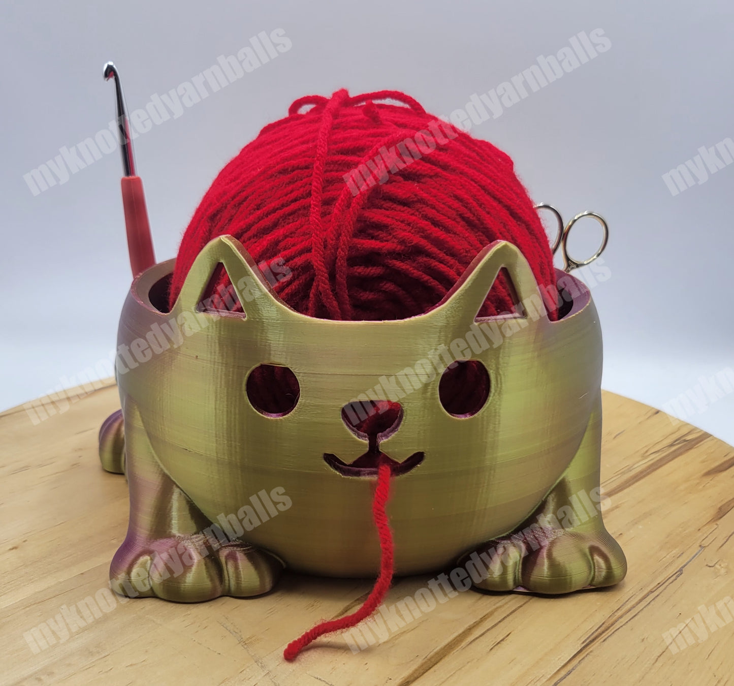 Large Cat Yarn Bowl - Yarn Storage and Accessory Holder - High Quality Knitting or Crochet Bowl - Cute Kitty Cat