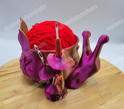 Large Snail and Leaves Bowl - Yarn Storage - High Quality Knitting or Crochet Bowl