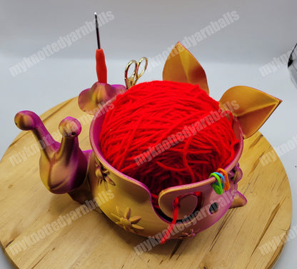 Large Snail and Leaves Bowl - Yarn Storage - High Quality Knitting or Crochet Bowl