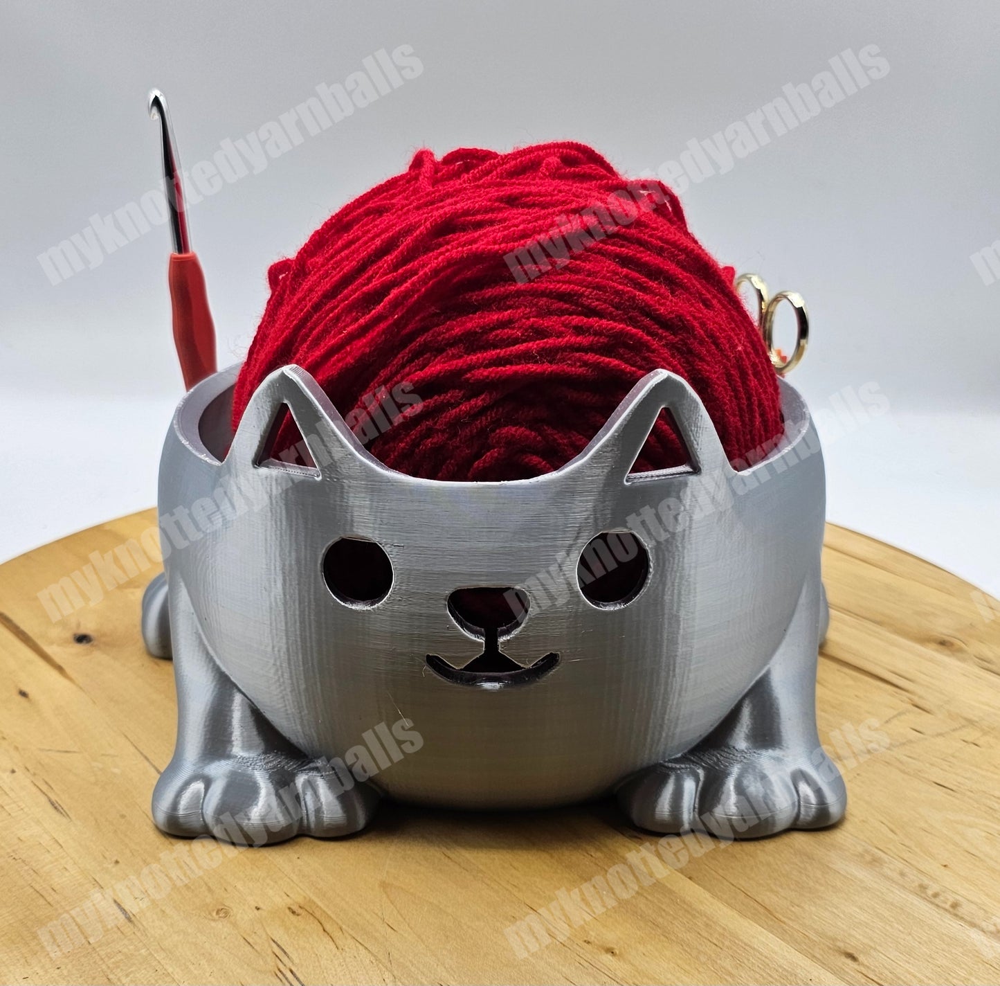 Large Cat Yarn Bowl - Yarn Storage and Accessory Holder - High Quality Knitting or Crochet Bowl - Cute Kitty Cat