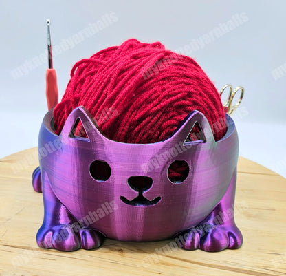 Large Cat Yarn Bowl - Yarn Storage and Accessory Holder - High Quality Knitting or Crochet Bowl - Cute Kitty Cat