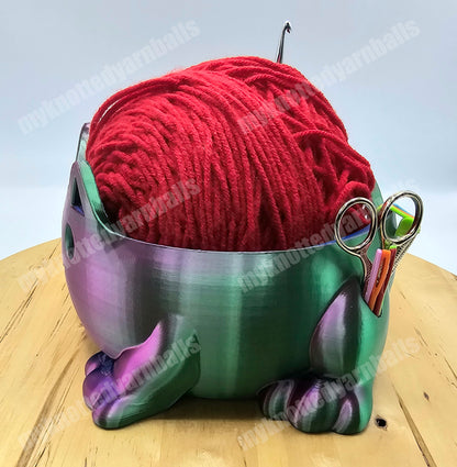 Large Cat Yarn Bowl - Yarn Storage and Accessory Holder - High Quality Knitting or Crochet Bowl - Cute Kitty Cat