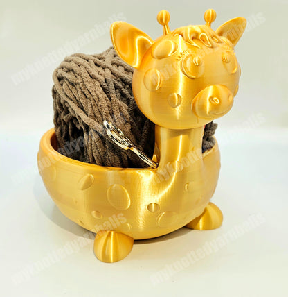 Large Giraffe Yarn Bowl - Yarn Storage - High Quality Knitting or Crochet Bowl - Cute and Yarn Organizer Works with Bulky Yarn