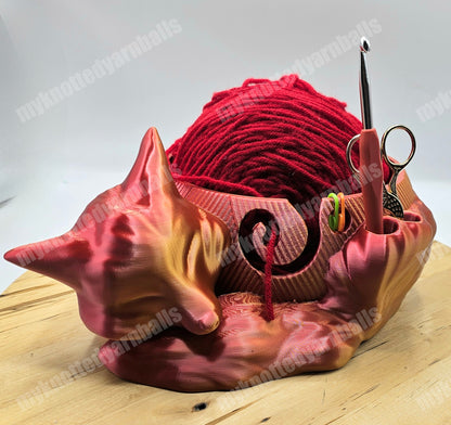 Large Cute Sleeping Fox Yarn Bowl - Yarn Storage - High Quality Knitting or Crochet Bowl