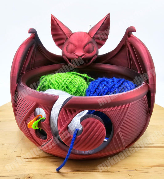 Vampire Bat Yarn Bowl - Yarn Storage - High Quality Knitting or Crochet Bowl - Skull Bat Cute Halloween Scary Goth Yarn Organizer