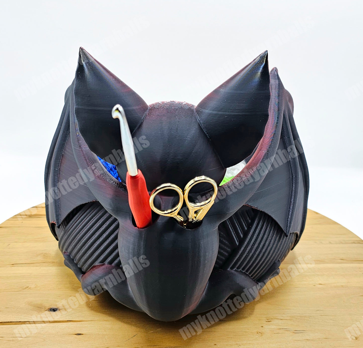 Vampire Bat Yarn Bowl - Yarn Storage - High Quality Knitting or Crochet Bowl - Skull Bat Cute Halloween Scary Goth Yarn Organizer