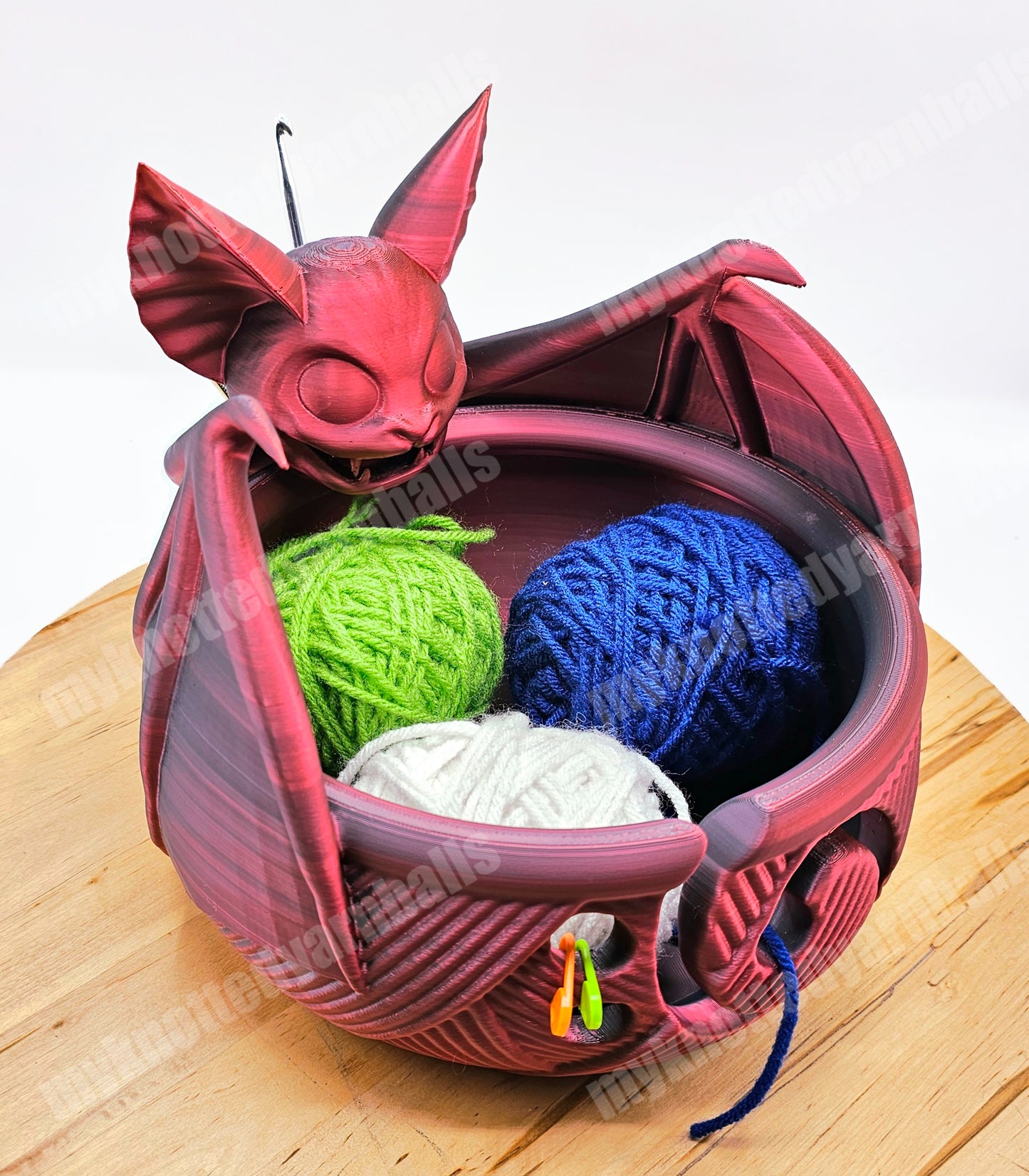 Vampire Bat Yarn Bowl - Yarn Storage - High Quality Knitting or Crochet Bowl - Skull Bat Cute Halloween Scary Goth Yarn Organizer