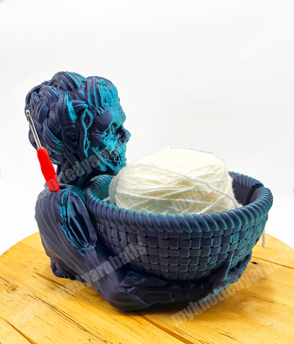 Zombie Yarn Bowl - Yarn Storage - High Quality Knitting or Crochet Bowl - Undead Halloween Dead Walker Scary Goth Yarn Organizer