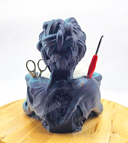 Zombie Yarn Bowl - Yarn Storage - High Quality Knitting or Crochet Bowl - Undead Halloween Dead Walker Scary Goth Yarn Organizer