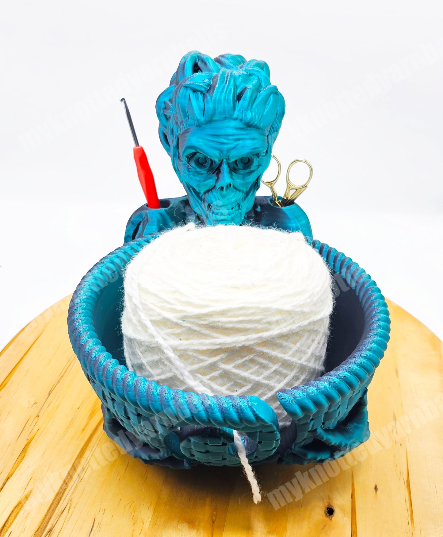 Zombie Yarn Bowl - Yarn Storage - High Quality Knitting or Crochet Bowl - Undead Halloween Dead Walker Scary Goth Yarn Organizer