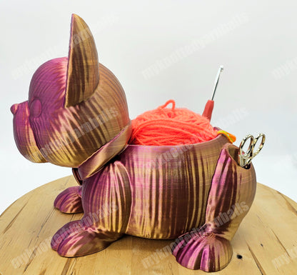 French Bulldog Yarn Bowl - Yarn Storage - High Quality Knitting or Crochet Bowl - Cute Puppy Dog Pup Yarn Organizer and Crochet Hook Storage