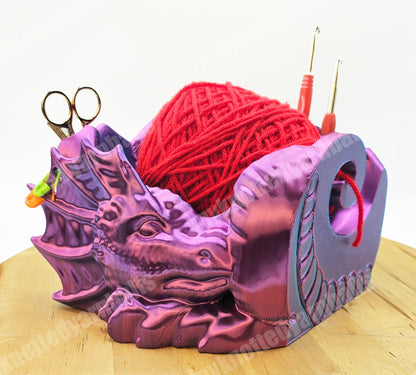 Dragon Yarn Bowl - Yarn Storage - High Quality Knitting or Crochet Bowl - Great Gift - Sleeping Dragon Fantasy Yarn Organizer