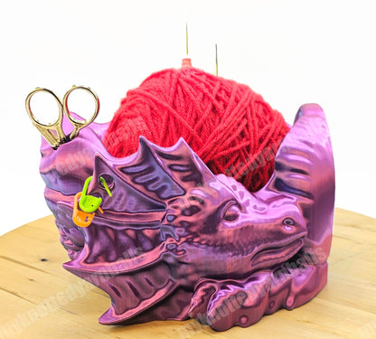 Dragon Yarn Bowl - Yarn Storage - High Quality Knitting or Crochet Bowl - Great Gift - Sleeping Dragon Fantasy Yarn Organizer