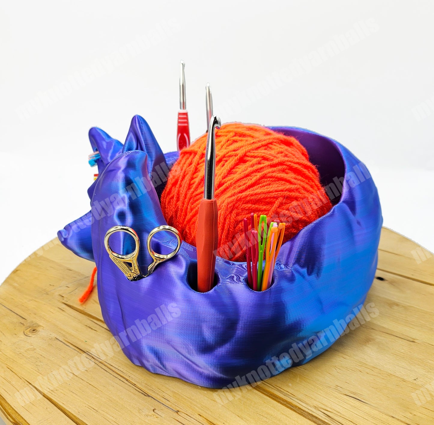 Fox Yarn Bowl - Yarn Storage - High Quality Knitting or Crochet Bowl - Sleeping Fox Kitsune Fantasy Yarn Organizer