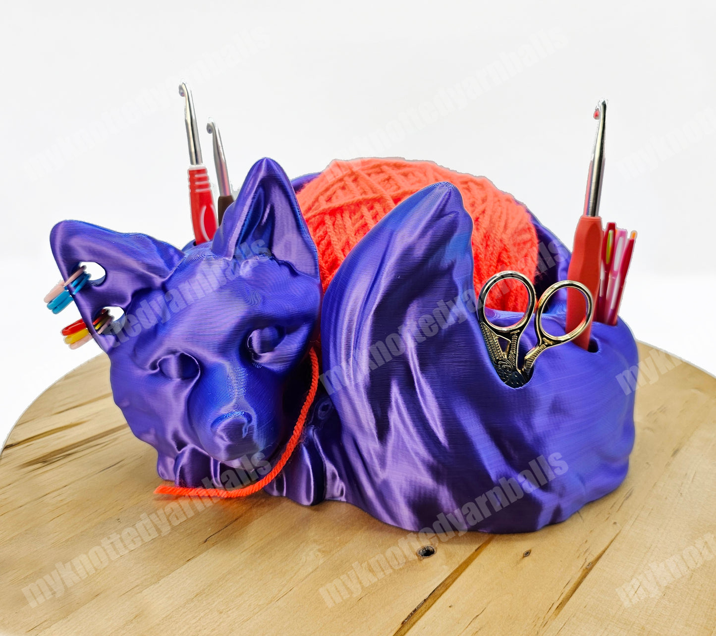 Fox Yarn Bowl - Yarn Storage - High Quality Knitting or Crochet Bowl - Sleeping Fox Kitsune Fantasy Yarn Organizer