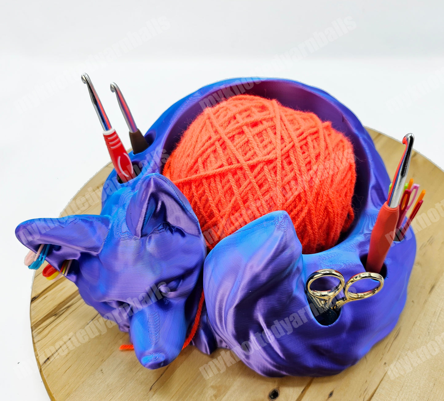 Fox Yarn Bowl - Yarn Storage - High Quality Knitting or Crochet Bowl - Sleeping Fox Kitsune Fantasy Yarn Organizer