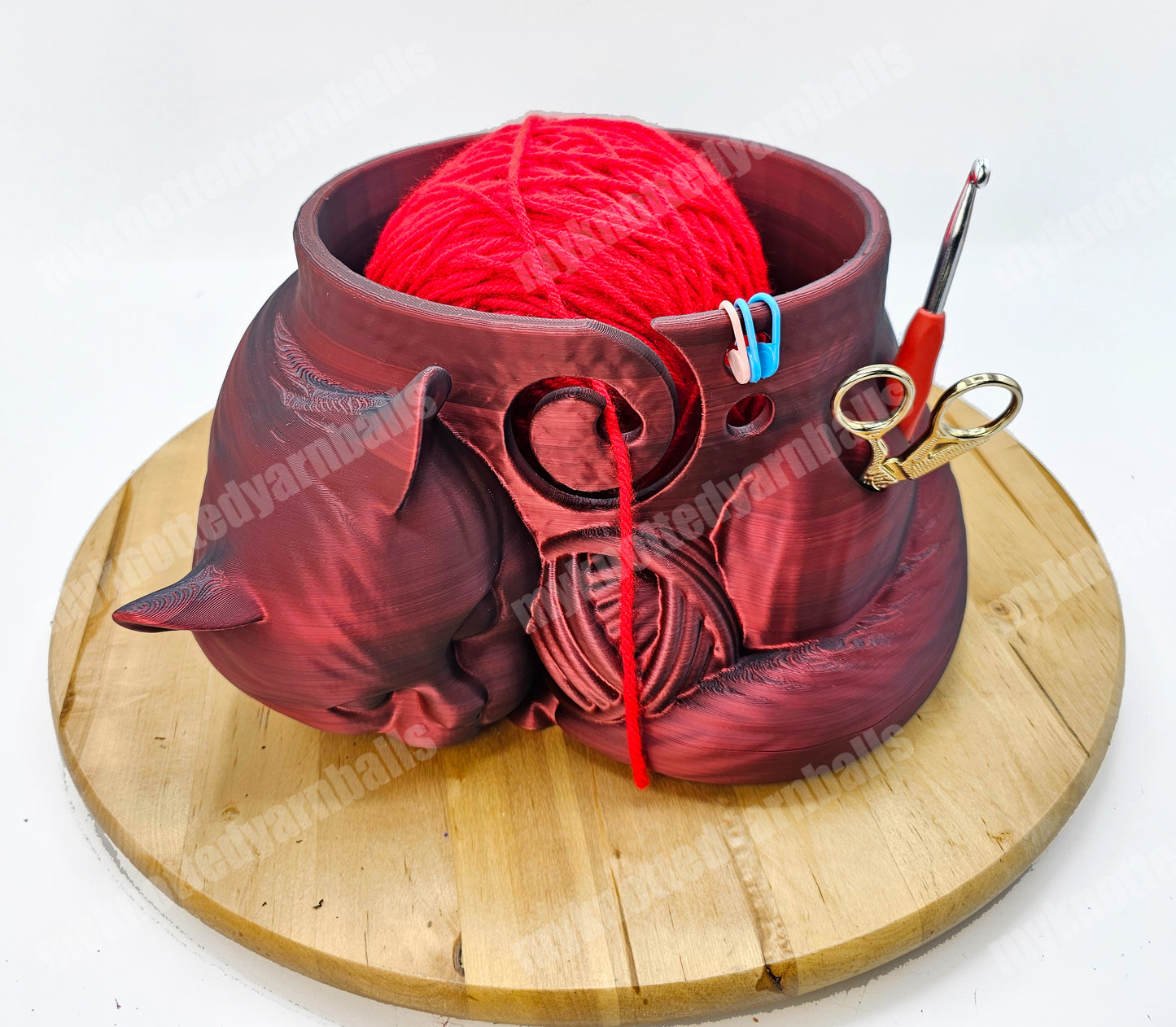 Sleeping Cat Yarn Bowl - Yarn Storage - High Quality Knitting or Crochet Bowl - Great Gift - Kitty Cat with Yarn Ball Organizer