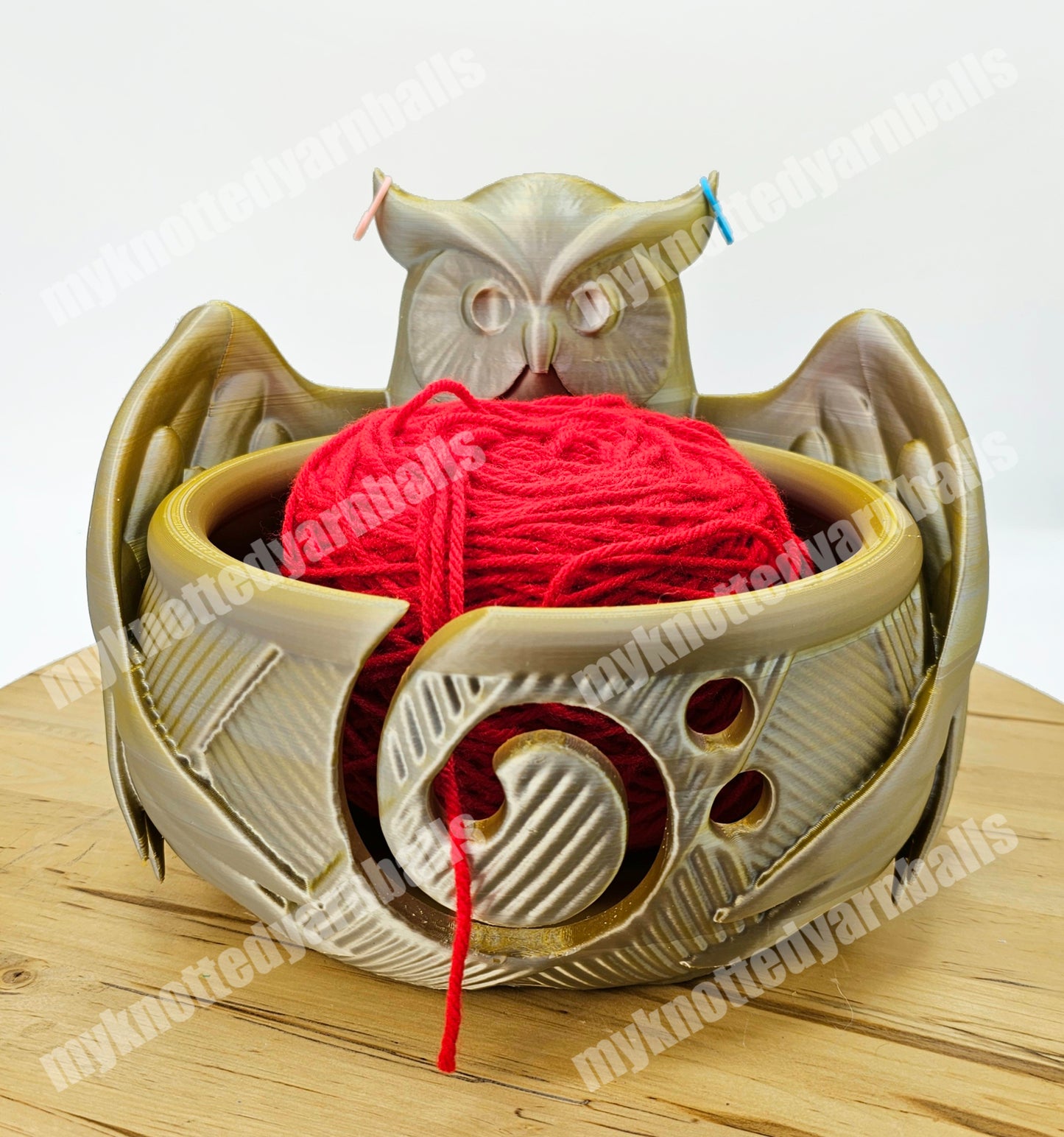 Owl Yarn Bowl - Yarn Storage - High Quality Knitting or Crochet Bowl - Hoot Horned Owl Yarn Organizer Halloween Gothic Cute and Adorable