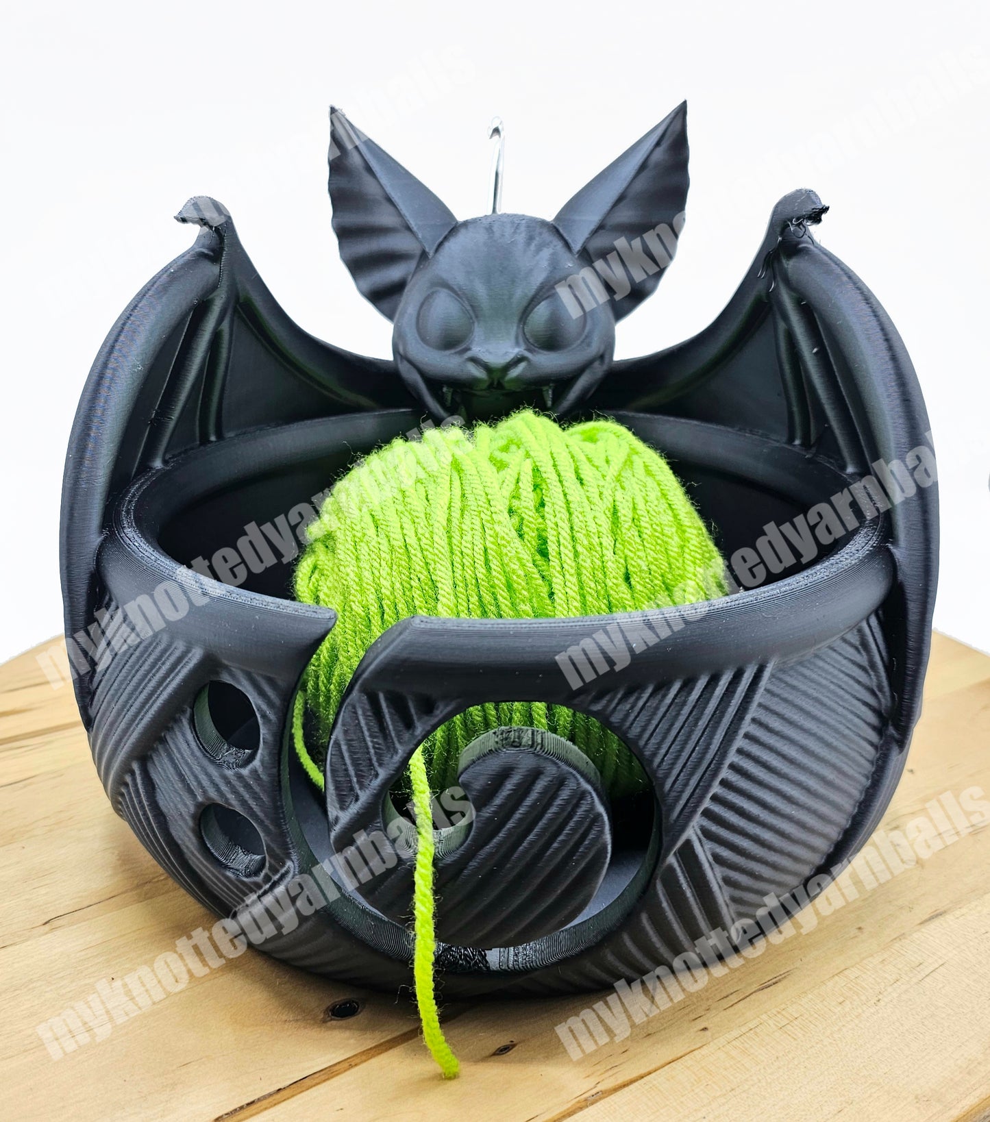 Vampire Bat Yarn Bowl - Yarn Storage - High Quality Knitting or Crochet Bowl - Skull Bat Cute Halloween Scary Goth Yarn Organizer