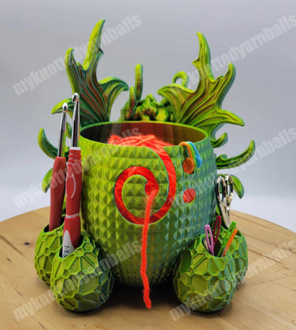 Dragon Mother and Eggs Fantasy Bowl - Yarn Storage - High Quality Knitting or Crochet Bowl - Great Quality