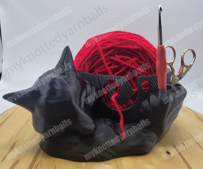 Large Cute Sleeping Fox Yarn Bowl - Yarn Storage - High Quality Knitting or Crochet Bowl