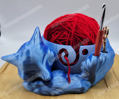 Large Cute Sleeping Fox Yarn Bowl - Yarn Storage - High Quality Knitting or Crochet Bowl