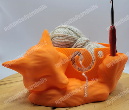 Large Cute Sleeping Fox Yarn Bowl - Yarn Storage - High Quality Knitting or Crochet Bowl