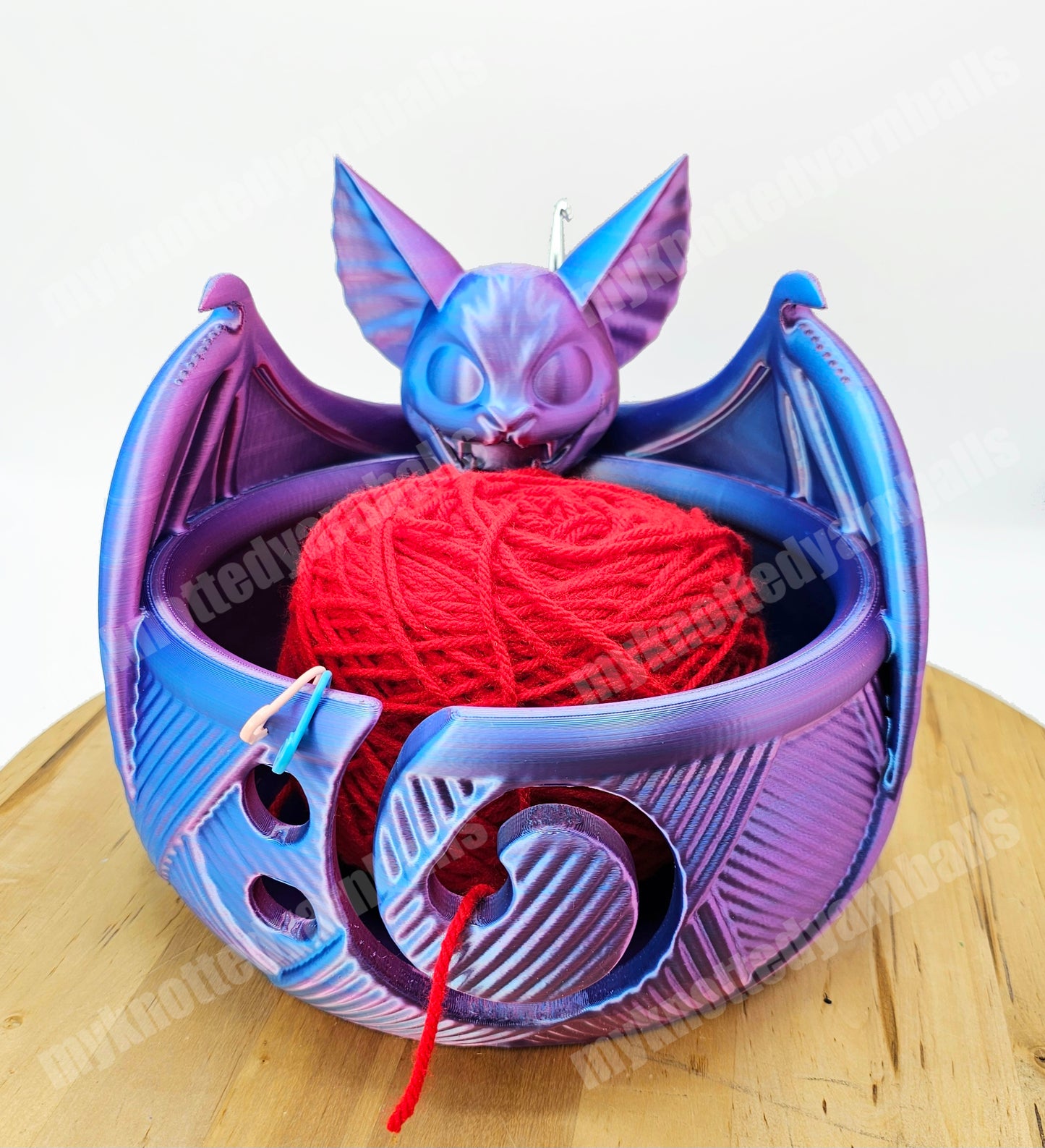 Vampire Bat Yarn Bowl - Yarn Storage - High Quality Knitting or Crochet Bowl - Skull Bat Cute Halloween Scary Goth Yarn Organizer