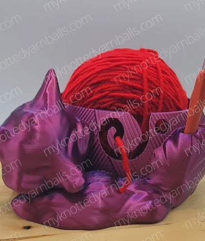 Large Cute Sleeping Fox Yarn Bowl - Yarn Storage - High Quality Knitting or Crochet Bowl