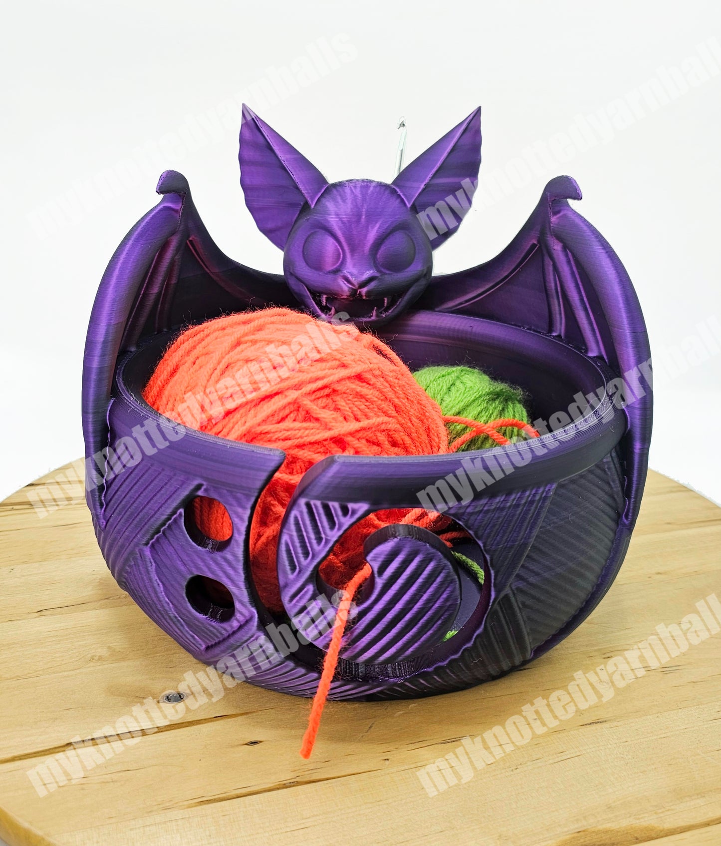 Vampire Bat Yarn Bowl - Yarn Storage - High Quality Knitting or Crochet Bowl - Skull Bat Cute Halloween Scary Goth Yarn Organizer