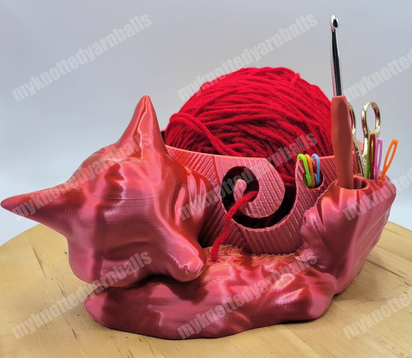 Large Cute Sleeping Fox Yarn Bowl - Yarn Storage - High Quality Knitting or Crochet Bowl