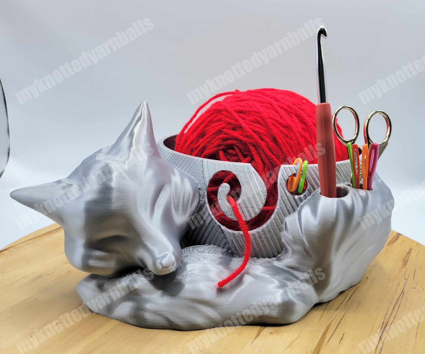 Large Cute Sleeping Fox Yarn Bowl - Yarn Storage - High Quality Knitting or Crochet Bowl